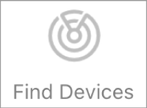 iCloud.com 로그인 웹 사이트의 기기 찾기 버튼.