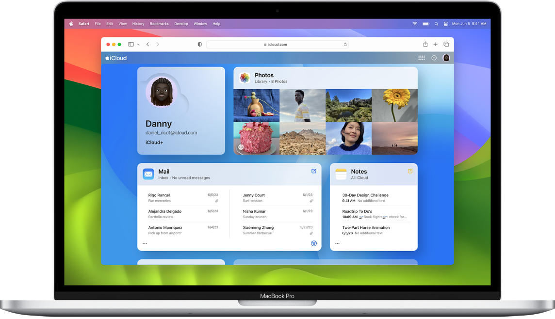 Die iCloud.com-Homepage auf einem Mac.