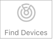 Kuvassa on Etsi laitteita -painike iCloud.comin kirjautumissivulla.