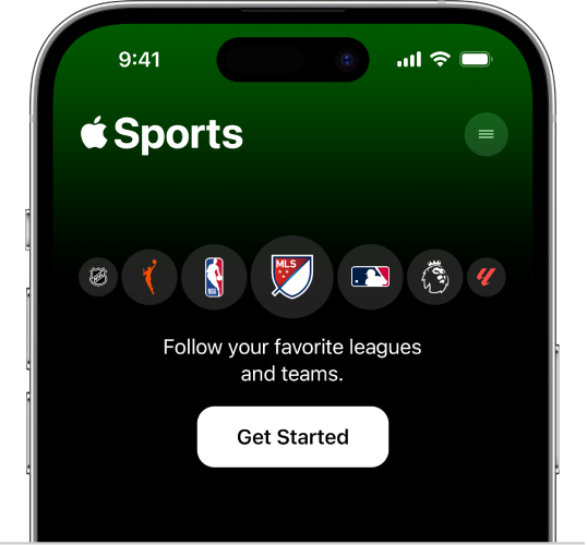 Pantalla para empezar con Apple Sports