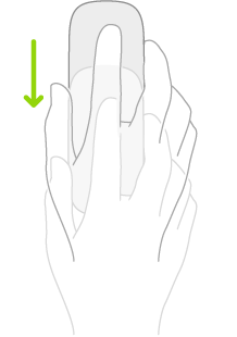 رسم توضيحي يرمز إلى كيفية استخدام الماوس لفتح شريط الأيقونات.