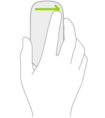 Илюстрация, показваща жеста на мишка за отваряне на панела Днес.