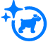 el botón “Icono redondo con destellos con un perro”