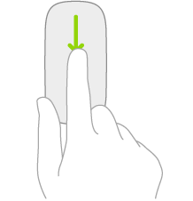 Ilustracja przedstawiająca wykonywany na myszy gest otwierania wyszukiwania z ekranu początkowego.