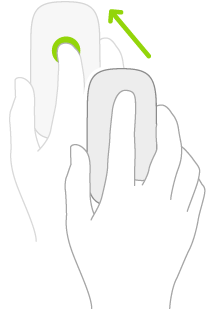 Ilustração simbolizando como usar um mouse para abrir a Central de Notificações.