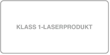 En etikett med texten ”Klass 1-laserprodukt”.