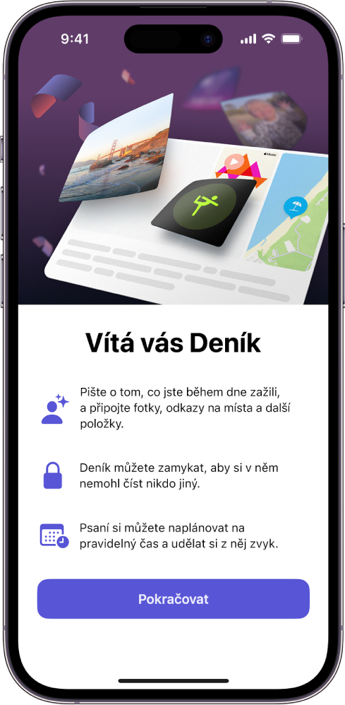 Úvodní obrazovka aplikace Deník