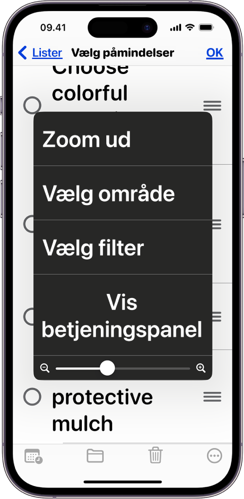 En iPhone med menuen Zoom: