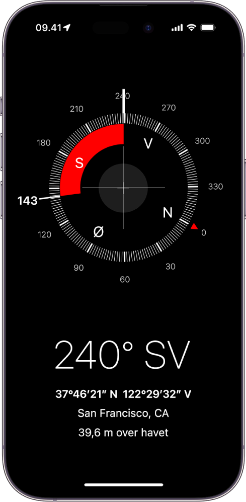Appen Kompas viser dig, i hvilken retning din iPhone peger, den aktuelle lokalitet og højde.