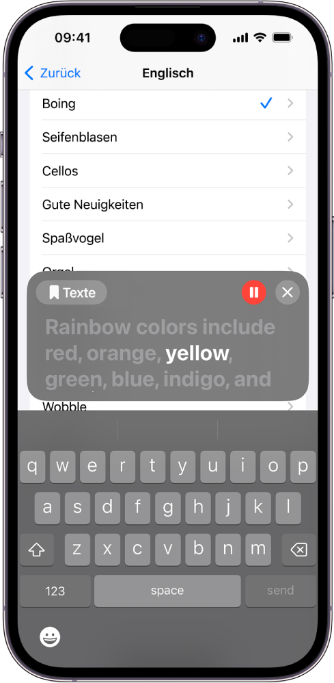 Die Funktion „Live-Sprachausgabe“ auf dem iPhone liest alle eingegebenen Texte laut vor.
