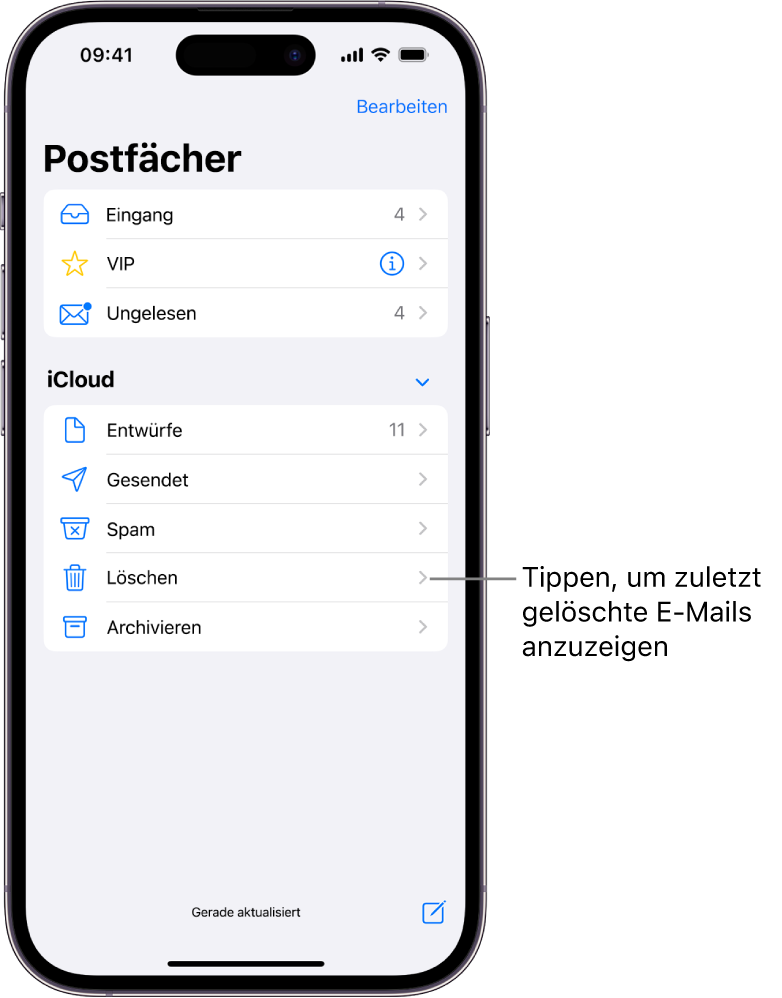 Wo finde ich gelöschte E-Mails iPhone?