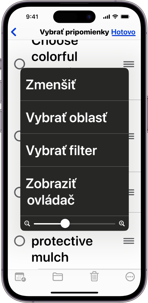 Na iPhone sa zobrazuje menu Zväčšenie.