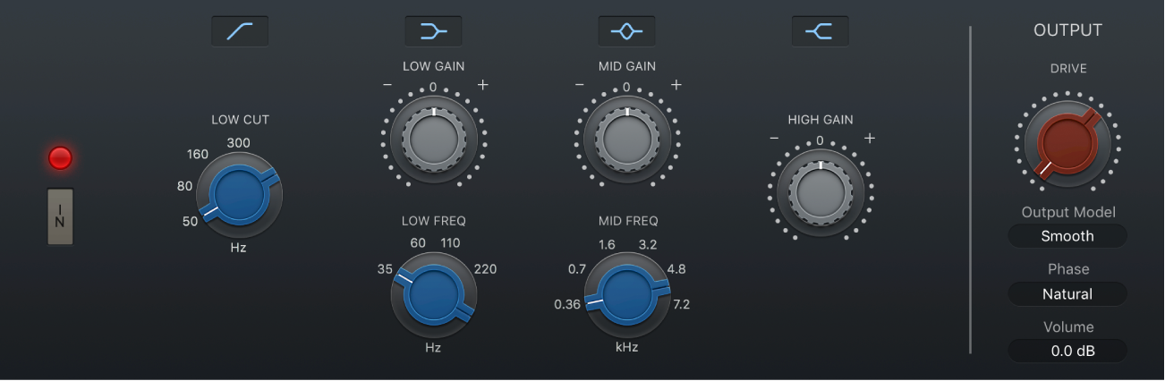 Das Fenster „Vintage Console EQ“