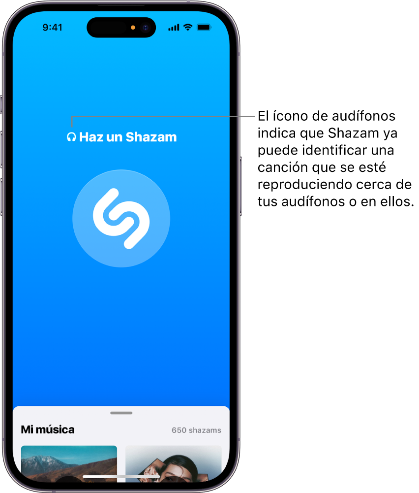 La app Shazam muestra los audífonos conectados