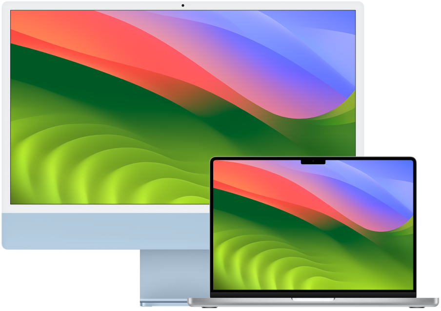 Imaginea unui iMac și a unui MacBook Pro