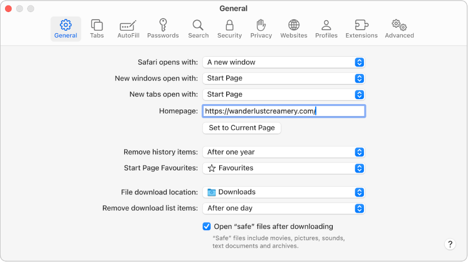 The Safari Smart Search field, where you can enter a website’s name or URL.