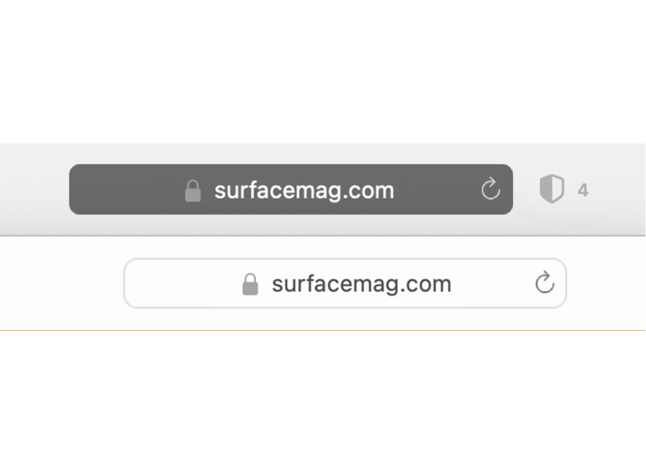 The Smart Search field for a Private Browsing window and for a normal window.