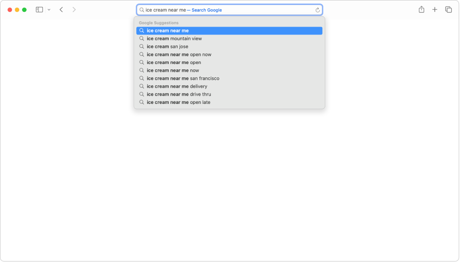 Safari Smart Search字段，您可以在其中输入网站的名称或URL。