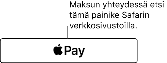 Painike, joka näkyy Apple Pay ‑maksuja hyväksyvillä verkkosivustoilla.