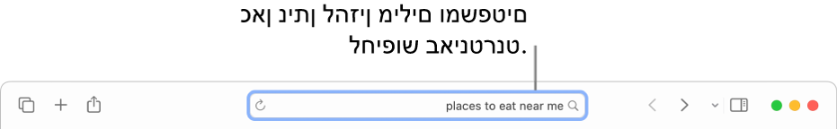 השדה ״חיפוש חכם״ של Safari, שבו ניתן להזין מילים וביטויים כדי לחפש באינטרנט.