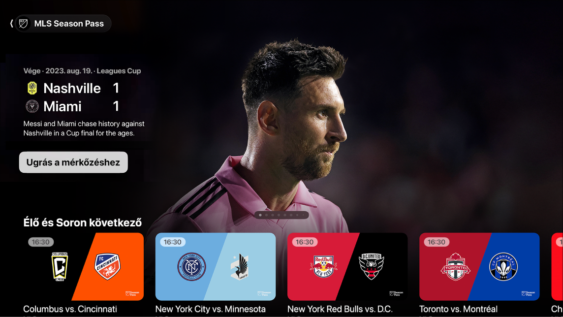 A képernyőn az MLS Season Pass látható