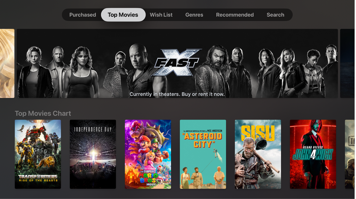 Zaslon iTunes Movies Home