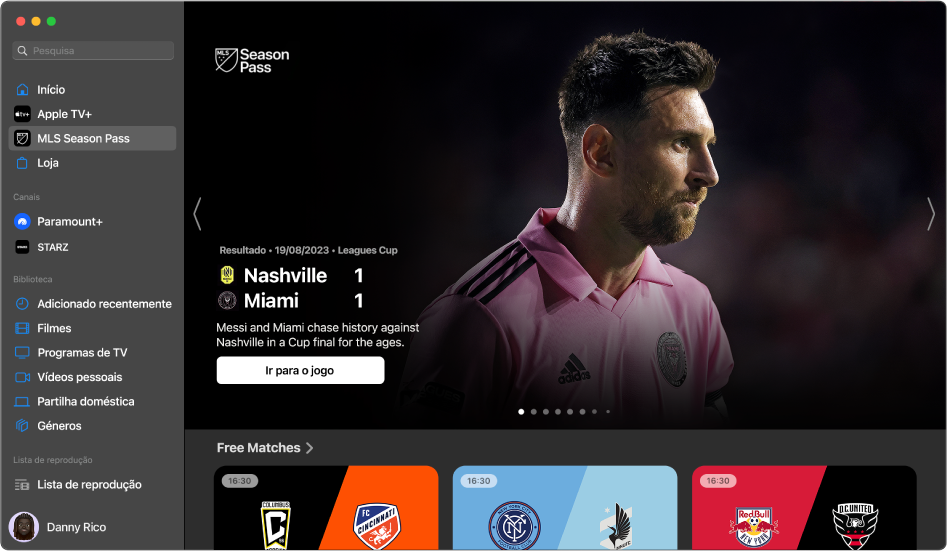 Ecrã a mostrar a MLS Season Pass