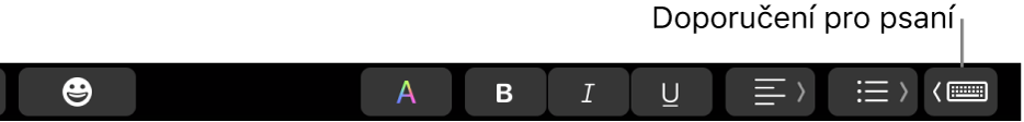 Tlačítko Doporučení pro psaní na Touch Baru