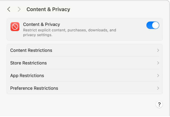 Content & Privacy settings in Screen Time.