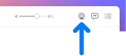 The playback controls in the Music app. The AirPlay audio icon is to the right of the volume slider.