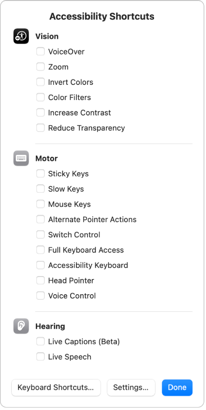 Quickly turn accessibility features on or off on Mac - Apple Support