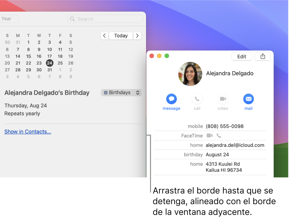 Mover y organizar las ventanas de apps en la Mac - Soporte técnico