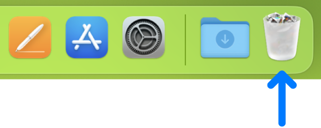 A Dock jobb oldala; a Kuka ikonja a jobb szélen látható.