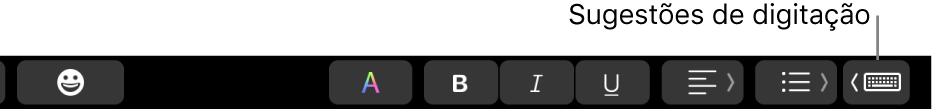 Botão de sugestões de digitação na Touch Bar.