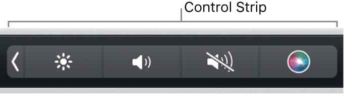 Control Strip ที่ยุบอยู่ทางด้านขวาสุดของ Touch Bar