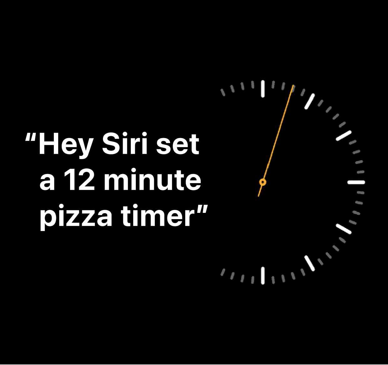 Una il·lustració de les paraules “Oye Siri, activa un temporizador para la pizza de 12 minutos”