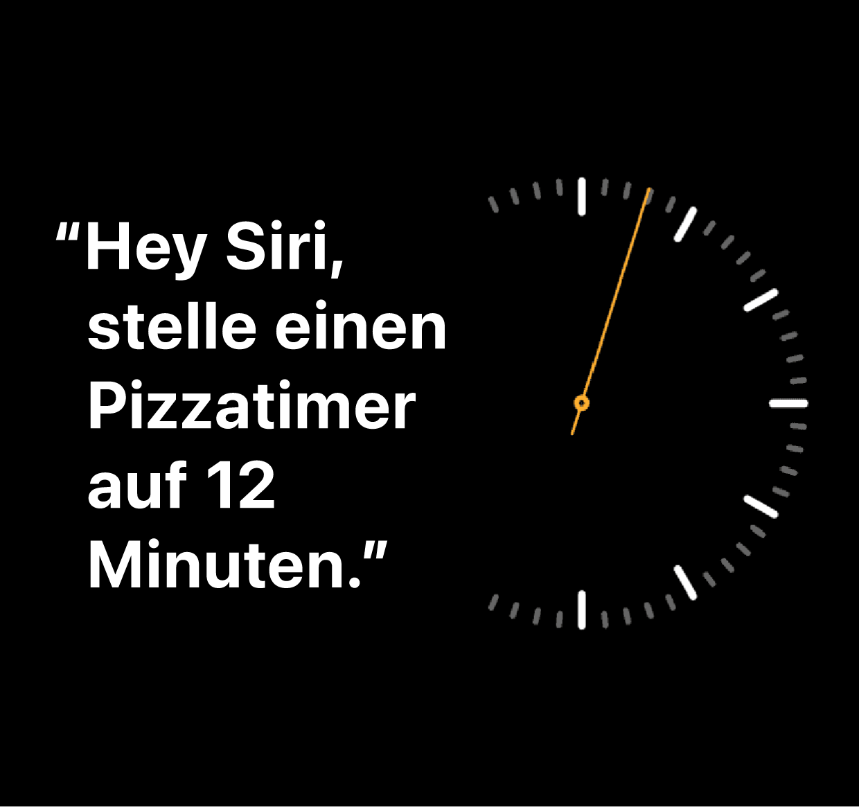 Eine Abbildung mit Wörtern wie „Siri, stelle einen Pizzatimer auf 12 Minuten“