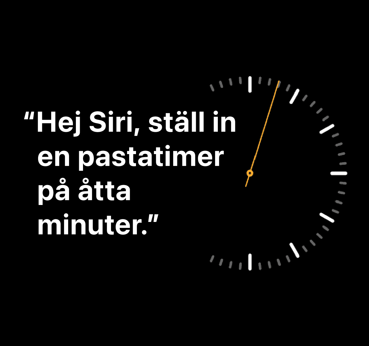En illustration av orden ”Hej Siri, ställ in en pizzatimer på 12 minuter”