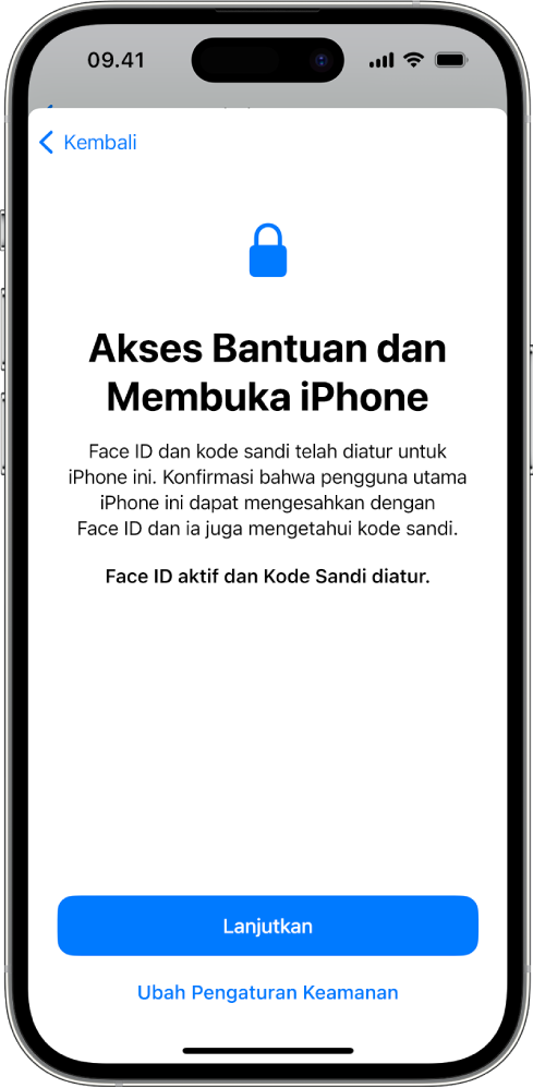 iPhone dengan layar yang meminta pendukung tepercaya untuk mengonfirmasi bahwa orang yang menggunakan perangkat mengetahui kode sandi perangkat.