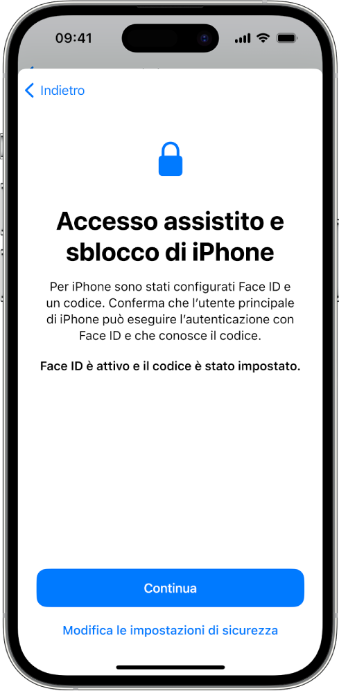 La schermata di un iPhone in cui viene chiesto alla persona di fiducia di confermare che chi lo utilizzerà conosce il codice del dispositivo.