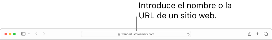 El campo de búsqueda inteligente de Safari, donde puedes escribir el nombre o la URL de un sitio web.