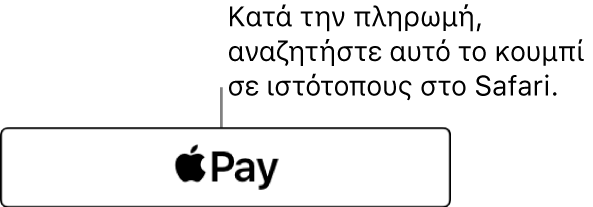 Το κουμπί που εμφανίζεται σε ιστότοπους οι οποίοι δέχονται το Apple Pay για αγορές.
