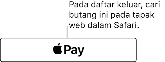 Butang yang muncul pada tapak web yang menerima Apple Pay untuk pembelian.