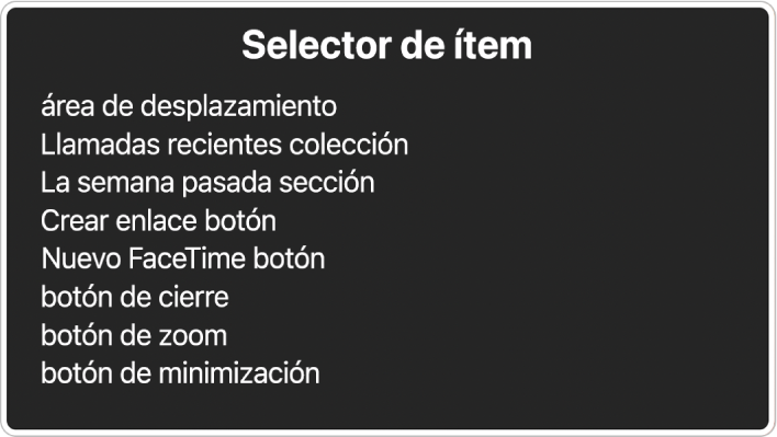 El selector de ítem es un panel que incluye una lista de ítems como el área de desplazamiento vacía y el botón de cierre, entre otros.
