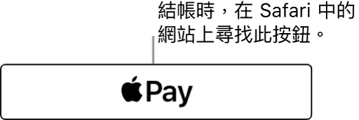 接受使用 Apple Pay 進行購買的網站上會出現的按鈕。