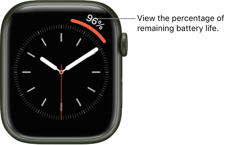 Watch face showing the battery percentage complication in the top-right corner.
