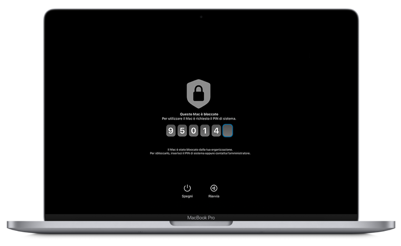 Un Mac che mostra che recoveryOS è bloccato.