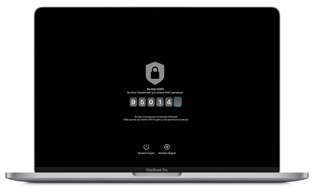 recoveryOS’in kilitli olduğunu gösteren bir Mac.