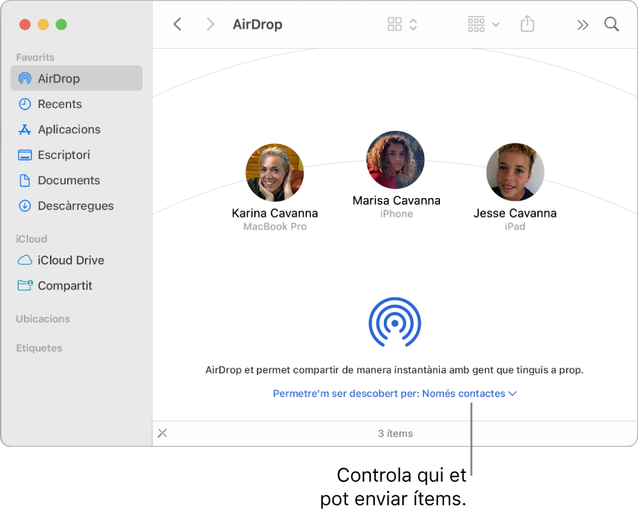 La finestra de l’AirDrop.