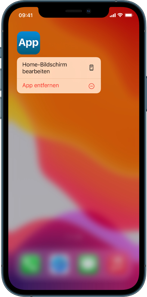 Ein iPhone-Bildschirm mit einer App und der Taste „App entfernen“